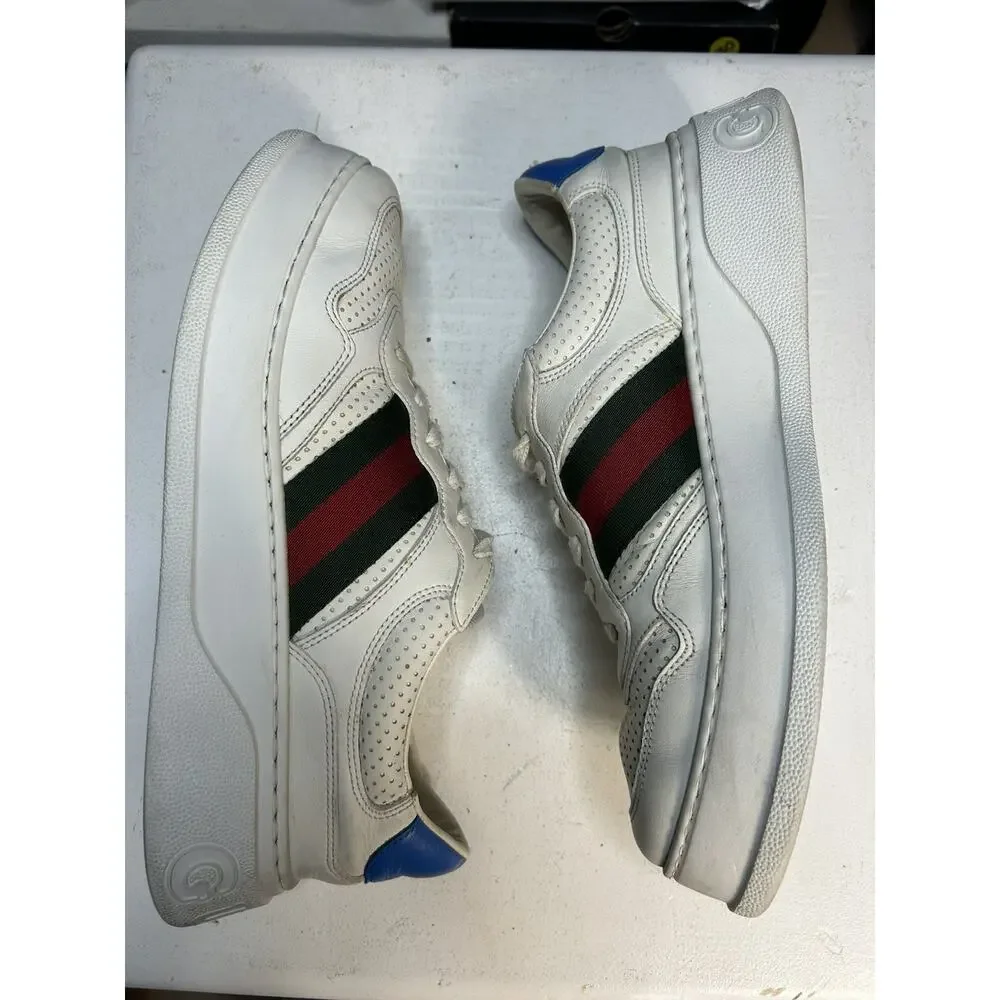 Gucci Trainers Sneaker Chunky GG Web Shoes Leather White Mens 9.5G / 10 US Mens